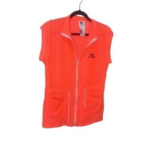 NEW Swim Cover Up Neon Pink Small Zip Up with Pockets Tie Waist Los Cabos Mexico